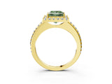 Yellow gold Fancy Green Princess Cut Diamond Pavé Halo Ring with Four-Prong Setting_20