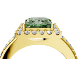 Yellow gold Fancy Green Princess Cut Diamond Pavé Halo Ring with Four-Prong Setting_21