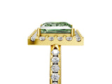 Yellow gold Fancy Green Princess Cut Diamond Pavé Halo Ring with Four-Prong Setting_22