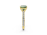 Yellow gold Fancy Green Princess Cut Diamond Pavé Solitaire Engagement Ring with Four-Prong Setting_19