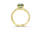 Yellow gold Fancy Green Princess Cut Diamond Pavé Solitaire Engagement Ring with Four-Prong Setting_20