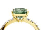 Yellow gold Fancy Green Princess Cut Diamond Pavé Solitaire Engagement Ring with Four-Prong Setting_21