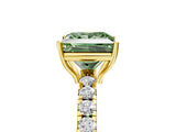Yellow gold Fancy Green Princess Cut Diamond Pavé Solitaire Engagement Ring with Four-Prong Setting_22