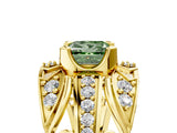Yellow gold Fancy Green Princess Cut Diamond Pave Art Deco Split Shank Ring with Four-Prong Setting_5