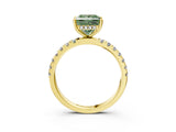 Yellow gold Fancy Green Princess Cut Diamond Pave Band Solitaire Ring with Four-Prong Setting_20