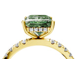 Yellow gold Fancy Green Princess Cut Diamond Pave Band Solitaire Ring with Four-Prong Setting_21