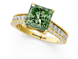 Yellow gold Fancy Green Princess  Cut Diamond Pave Band with Four-Prong Setting_1