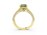 Yellow gold Fancy Green Princess  Cut Diamond Pave Band with Four-Prong Setting_3
