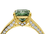Yellow gold Fancy Green Princess  Cut Diamond Pave Band with Four-Prong Setting_4