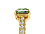Yellow gold Fancy Green Princess  Cut Diamond Pave Band with Four-Prong Setting_5