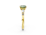 Yellow gold Fancy Green Princess  Cut Diamond Ring with Baguette Side Stones, Channel Set Band, and Four-Prong Setting_2