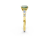 Yellow gold Fancy Green Princess  Cut Diamond Ring with Baguette Side Stones, Channel Set Band, and Four-Prong Setting_26