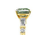 Yellow gold Fancy Green Princess  Cut Diamond Ring with Baguette Side Stones, Channel Set Band, and Four-Prong Setting_29