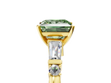 Yellow gold Fancy Green Princess  Cut Diamond Ring with Baguette Side Stones, Channel Set Band, and Four-Prong Setting_5