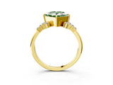 Yellow gold Fancy Green Princess Cut Diamond Ring with Side Stones and Four-Prong Setting_44