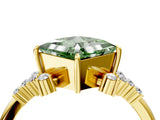 Yellow gold Fancy Green Princess Cut Diamond Ring with Side Stones and Four-Prong Setting_45