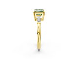 Yellow gold Fancy Green Princess  Cut Diamond Ring with Tapered Baguette Side Stones in Four-Prong Setting_2