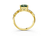 Yellow gold Fancy Green Princess Cut Diamond Scattered Round Accent Ring with Prong Setting_15