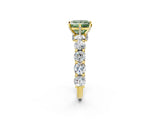 Yellow gold Fancy Green Princess Cut Diamond Side Stone Engagement Ring with Four-Prong Setting_26