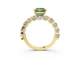 Yellow gold Fancy Green Princess Cut Diamond Side Stone Engagement Ring with Four-Prong Setting_27