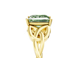 Yellow gold Fancy Green Princess Cut Diamond Solitaire Celtic Knot Ring with Four-Prong Setting_42