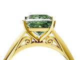 Yellow gold Fancy Green Princess Cut Diamond Solitaire Engagement Ring with Cathedral Setting and Four-Prong Mount_22