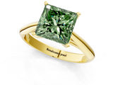 Yellow gold Fancy Green Princess Cut Diamond Solitaire Engagement Ring with Cathedral Setting and Four-Prong Mount_73