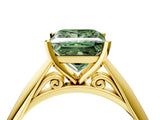 Yellow gold Fancy Green Princess Cut Diamond Solitaire Engagement Ring with Cathedral Setting and Four-Prong Mount_76