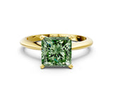 Yellow gold Fancy Green Princess Cut Diamond Solitaire Engagement Ring with Classic Band and Four-Prong Setting_18