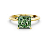 Yellow gold Fancy Green Princess Cut Diamond Solitaire Engagement Ring with Classic Band and Four-Prong Setting_24