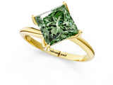 Yellow gold Fancy Green Princess Cut Diamond Solitaire Engagement Ring with Four-Prong Setting and Classic Band_21