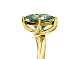 Yellow gold Fancy Green Princess Cut Diamond Solitaire Engagement Ring with Four-Prong Setting and Classic Band_25