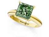 Yellow gold Fancy Green Princess Cut Diamond Solitaire Engagement Ring with Round Band and Four-Prong Setting_89