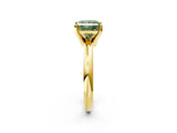 Yellow gold Fancy Green Princess Cut Diamond Solitaire Engagement Ring with Round Band and Four-Prong Setting_90
