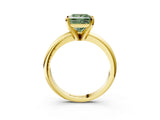 Yellow gold Fancy Green Princess Cut Diamond Solitaire Engagement Ring with Round Band and Four-Prong Setting_91