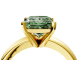 Yellow gold Fancy Green Princess Cut Diamond Solitaire Engagement Ring with Round Band and Four-Prong Setting_92