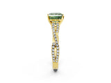 Yellow gold Fancy Green Princess Cut Diamond Solitaire Engagement Ring with Twisted Pavé Band and Four-Prong Setting_34