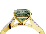 Yellow gold Fancy Green Princess Cut Diamond Solitaire Engagement Ring with Twisted Pavé Band and Four-Prong Setting_36