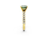 Yellow gold Fancy Green Princess Cut Diamond Solitaire Pavé Engagement Ring with Round Band and Prong Setting_14