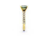 Yellow gold Fancy Green Princess Cut Diamond Solitaire Pavé Engagement Ring with Round Band and Prong Setting_38