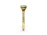 Yellow gold Fancy Green Princess Cut Diamond Solitaire Pavé Engagement Ring with Round Band and Prong Setting_68