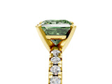 Yellow gold Fancy Green Princess Cut Diamond Solitaire Pavé Engagement Ring with Round Band and Prong Setting_71