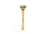 Yellow gold Fancy Green Princess Cut Diamond Solitaire Ring with Beaded Band and Prong Setting_30