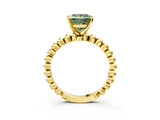 Yellow gold Fancy Green Princess Cut Diamond Solitaire Ring with Beaded Band and Prong Setting_31
