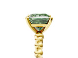 Yellow gold Fancy Green Princess Cut Diamond Solitaire Ring with Beaded Band and Prong Setting_33