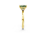 Yellow gold Fancy Green Princess Cut Diamond Solitaire Ring with Classic Band and Four-Prong Setting_2