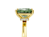 Yellow gold Fancy Green Princess Cut Diamond Solitaire Ring with Classic Band and Four-Prong Setting_5