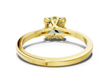 Yellow gold Fancy Green Princess Cut Diamond Solitaire Ring with Flower Prong Setting and Classic Band_36