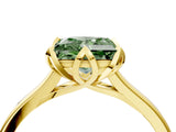 Yellow gold Fancy Green Princess Cut Diamond Solitaire Ring with Flower Prong Setting and Classic Band_40