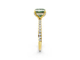 Yellow gold Fancy Green Princess Cut Diamond Solitaire Ring with Four-Prong Setting and Pavé Band_5